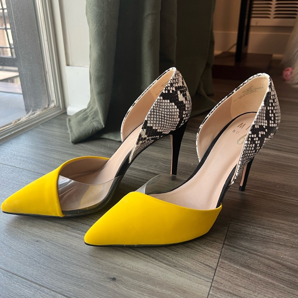 Yellow and Black Snakeskin Women's Heels